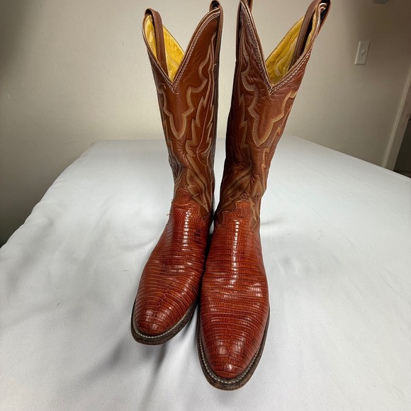 Justin Taylor Other - Vintage Justin Lizard Skin Western Boots Men's 9B Brown USA Made Style 8303